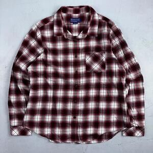 Women’s Pendleton Flannel Shirt Button Up Plaid Magenta Black 90s Punk Grunge XL